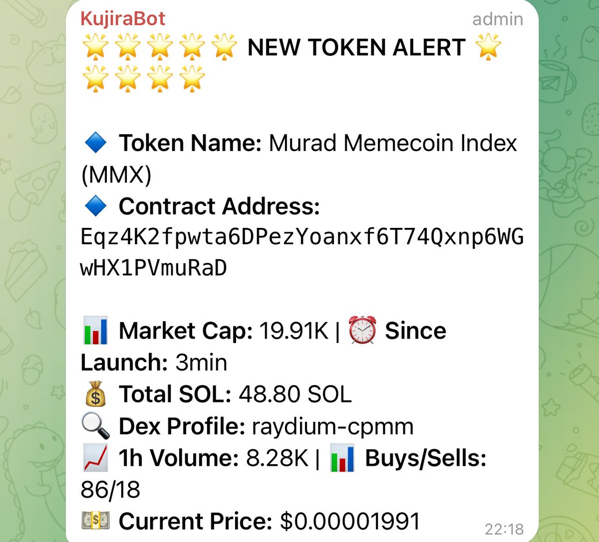 sutralabs's tweet image. Kujira Bot called $MMX at 20K market cap. 

So far Murad Memecoin Index hit an ATH of 202K therefore giving gains of 10.1X thus far 🚀

It is currently sat at 142.82K market cap with a 5m volume of $26K.
