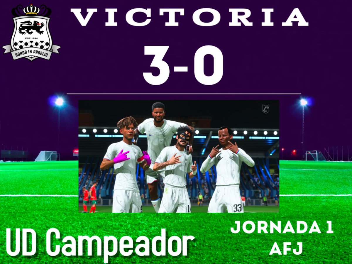 UD Campeador (@udcampeador) on Twitter photo ¡¡¡VICTORIAAA!!!
Ganamos la primera jornada de la <a href="/AFJLeague/">AFJ League 🎮</a>.
⚪️⚫️Gracias al apoyo de la afición⚪️⚫️
¡Mañana a por más! ¡¡¡VICTORIAAA!!!
Ganamos la primera jornada de la <a href="/AFJLeague/">AFJ League 🎮</a>.
⚪️⚫️Gracias al apoyo de la afición⚪️⚫️
¡Mañana a por más!