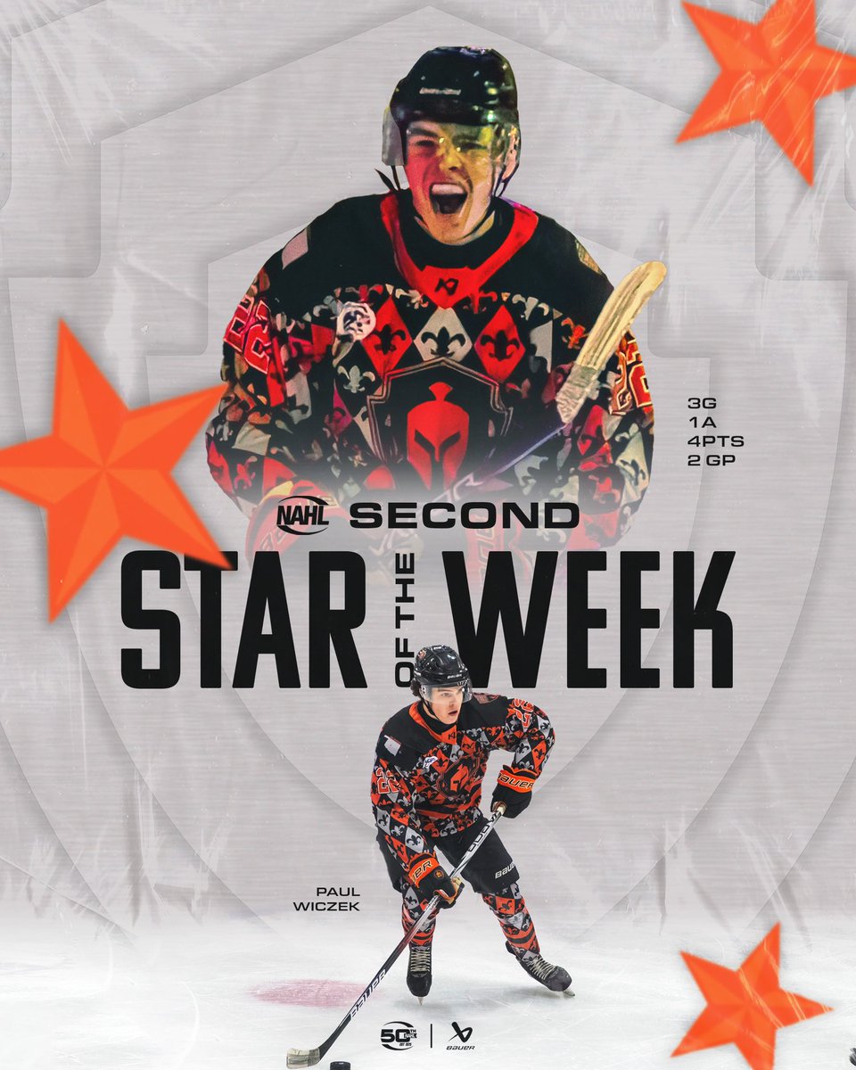 Congratulations to Paul Wiczek who received the South Second Star of the Week. In two games, he had three goals and an assist against the Amarillo Wranglers.

#FightLikeWarriors  ⚔️  #OklahomaHockey
