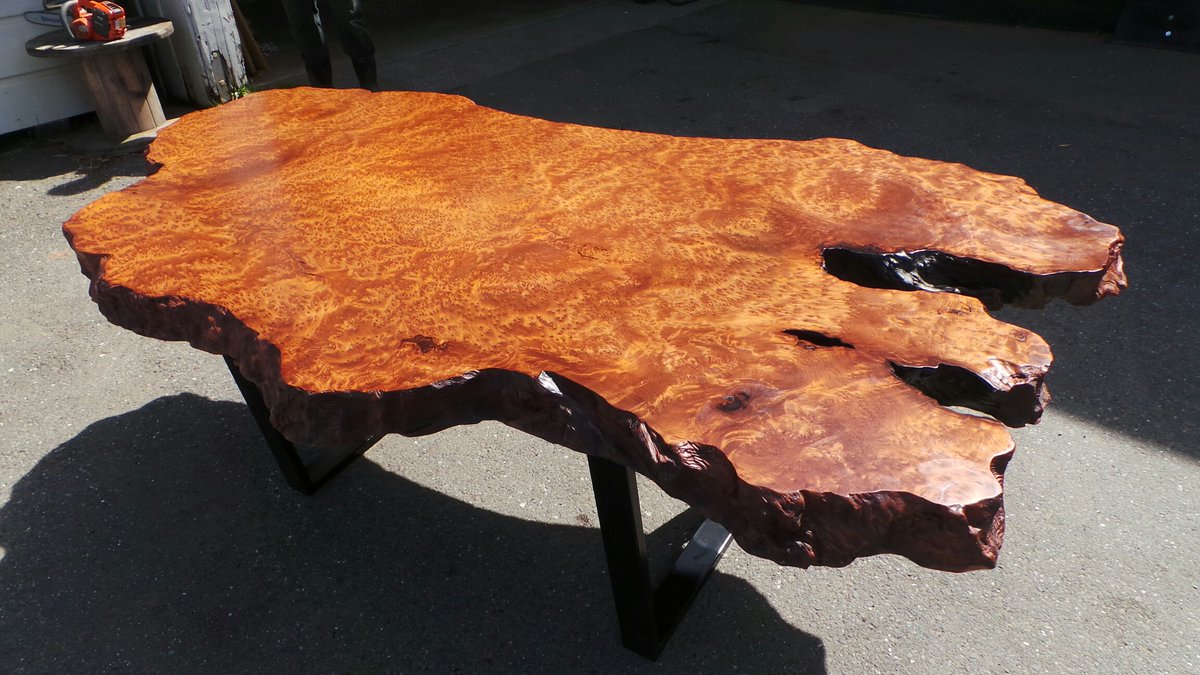 Here is a great Old Growth Redwood Burl Tables with Metal Legs. We stock Metal Legs in various sizes to accommodate most any project. Check out our website at RedwoodBurl.com or just give us a call at 707-826-9663, we'd love to hear from you!