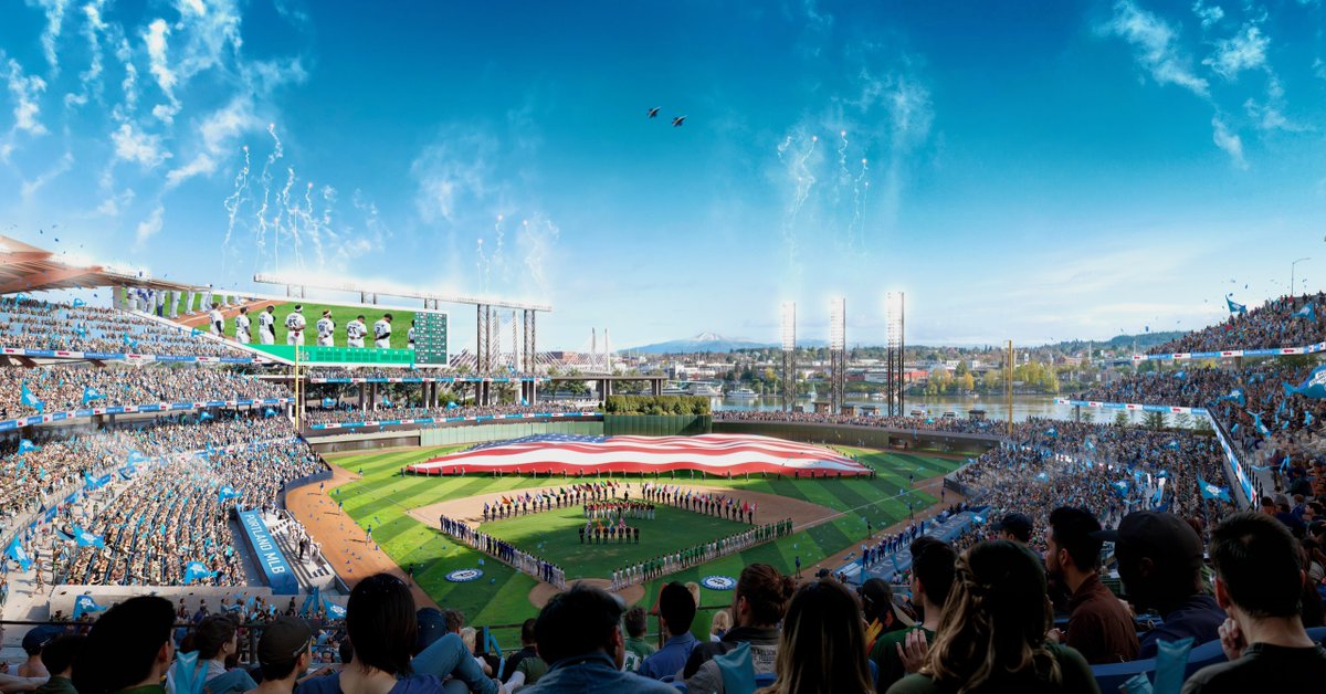 johncanzanobft's tweet photo. Loving the @PDXDiamondProj 32,000-seat baseball stadium on the South Waterfront... complete with translucent, retractable roof.  

Organizers told a legislative committee in Salem today that ground could be broken as early as 2027.   

Renderings: https://t.co/BNgMfmZrEM
