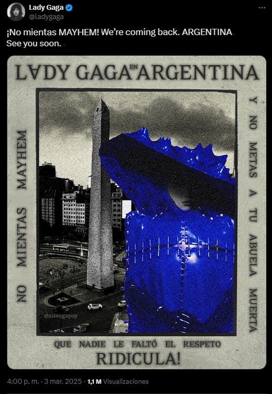 kill_mess's tweet photo. OMG SHE´S COMING U GUYSSS @ladygaga TE AMO,,, TRAEME A LA MAYHEM https://t.co/i6RA1zghWr