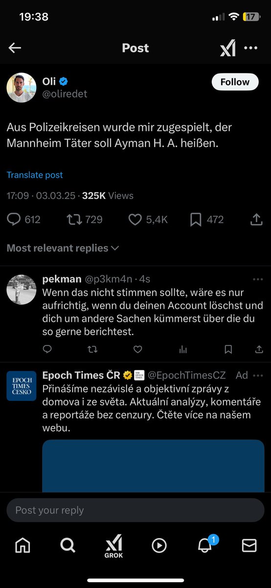 p3km4n's tweet photo. Lösch deinen Account, du hetzender Idiot @oliredet https://t.co/4b9ZE7pQ7g