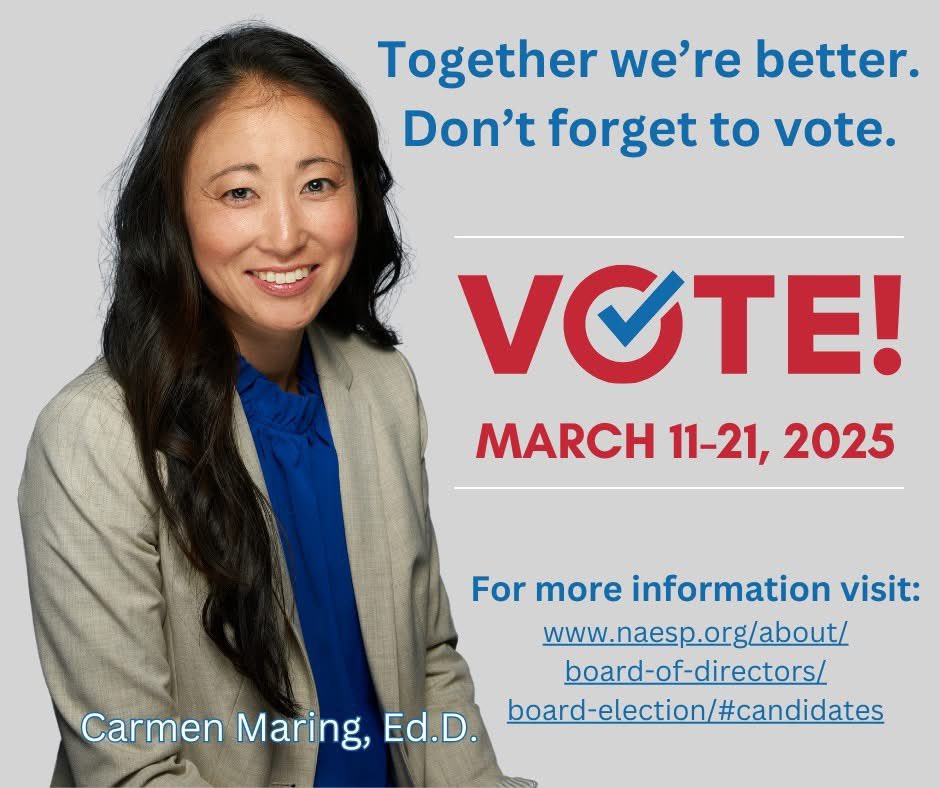 Hey MEMSPA &amp; NAESP leaders!
Election season is almost here—let’s rally behind Dr. Carmen Maring for NAESP Vice President 2025-26!

Check out her video: youtu.be/yQgeDGgnpg8

She’s a powerhouse leader who leads with heart, purpose, and integrity. Spread the word!