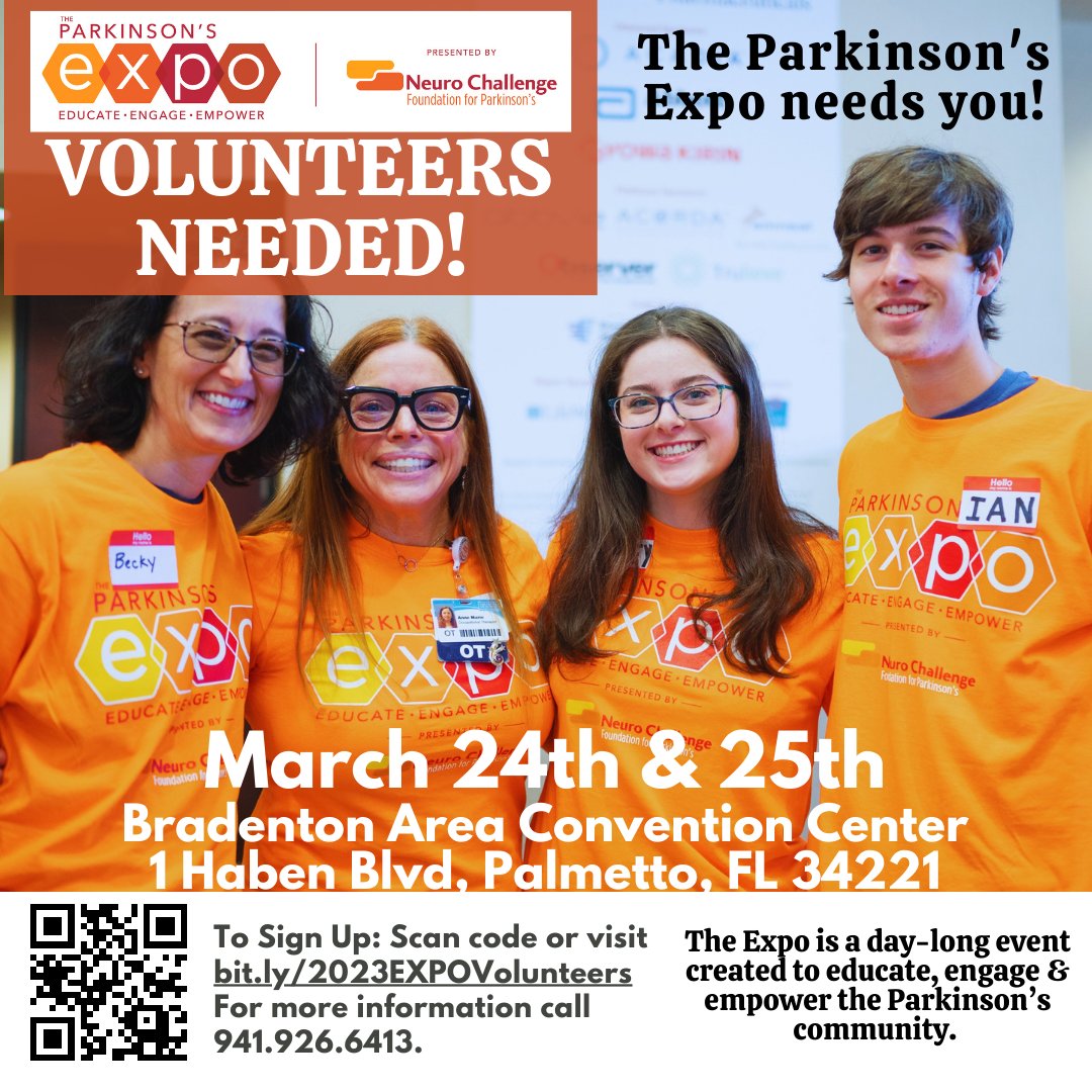 Volunteers Needed for the Parkinson's Expo on March 8th! - mailchi.mp/neurochallenge…