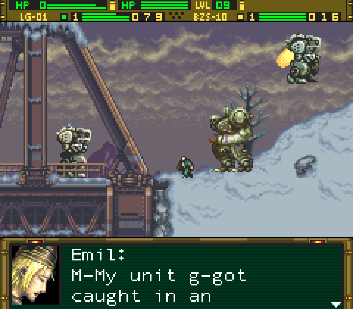 Screenshots from Front Mission: Gun Hazard (SNES)