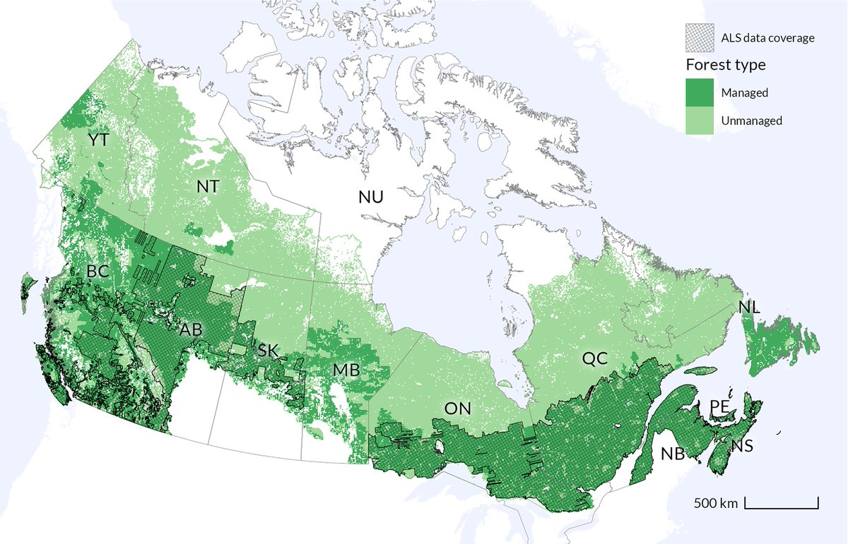 Mike Wulder (@mikewulder) on Twitter photo Total area of #lidar (ALS) coverage in Canada is 1,768,170 km2, or 19.4% of the total land area. Coverage of forested ecozones is ~27.2%, while coverage of managed forests is ~66.2%.
Up-to-date coverage stats: ptompalski.github.io/CanadaForestLi…
Paper: White et al. cdnsciencepub.com/doi/10.1139/cj… Total area of #lidar (ALS) coverage in Canada is 1,768,170 km2, or 19.4% of the total land area. Coverage of forested ecozones is ~27.2%, while coverage of managed forests is ~66.2%.
Up-to-date coverage stats: ptompalski.github.io/CanadaForestLi…
Paper: White et al. cdnsciencepub.com/doi/10.1139/cj…