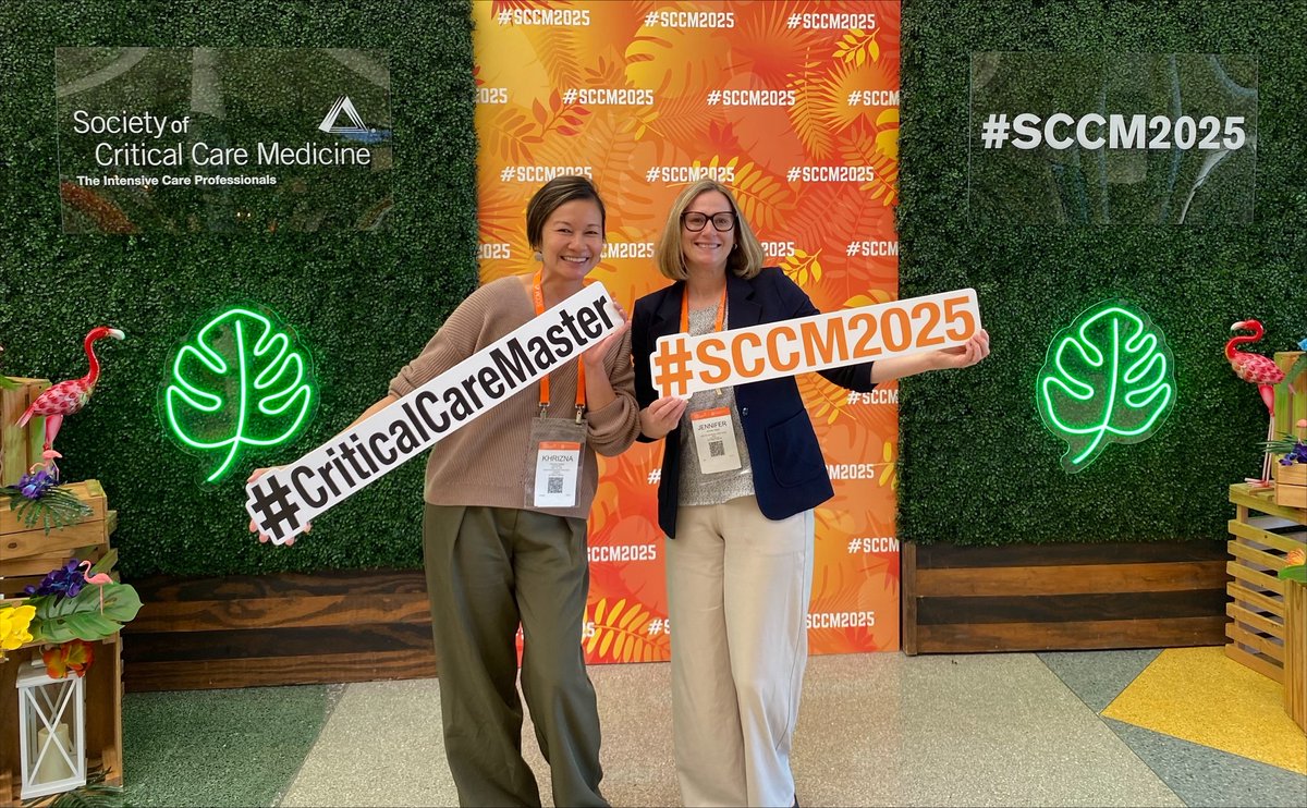 Dr_Navaz's tweet image. UCSD NCC's nurse educator (CNS) Jenny Harris (right) with UCSD's transplant CNS Khrizna Chong (left) presenting their research on Barriers to Use of Train of Four in the ICU at #SCCM2025 in sunny Orlando! So proud our team is dedicated to advancing science in every arena!