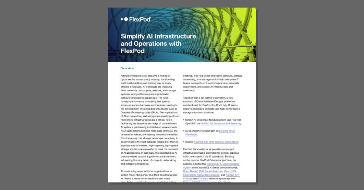 SharewaveTech's tweet image. FlexPod is now powered by AI for more simplicity, automation, and security. This solution brief shows how it can move @Cisco hybrid operations to the next level of performance. Contact us today for details. stuf.in/bfxdh7