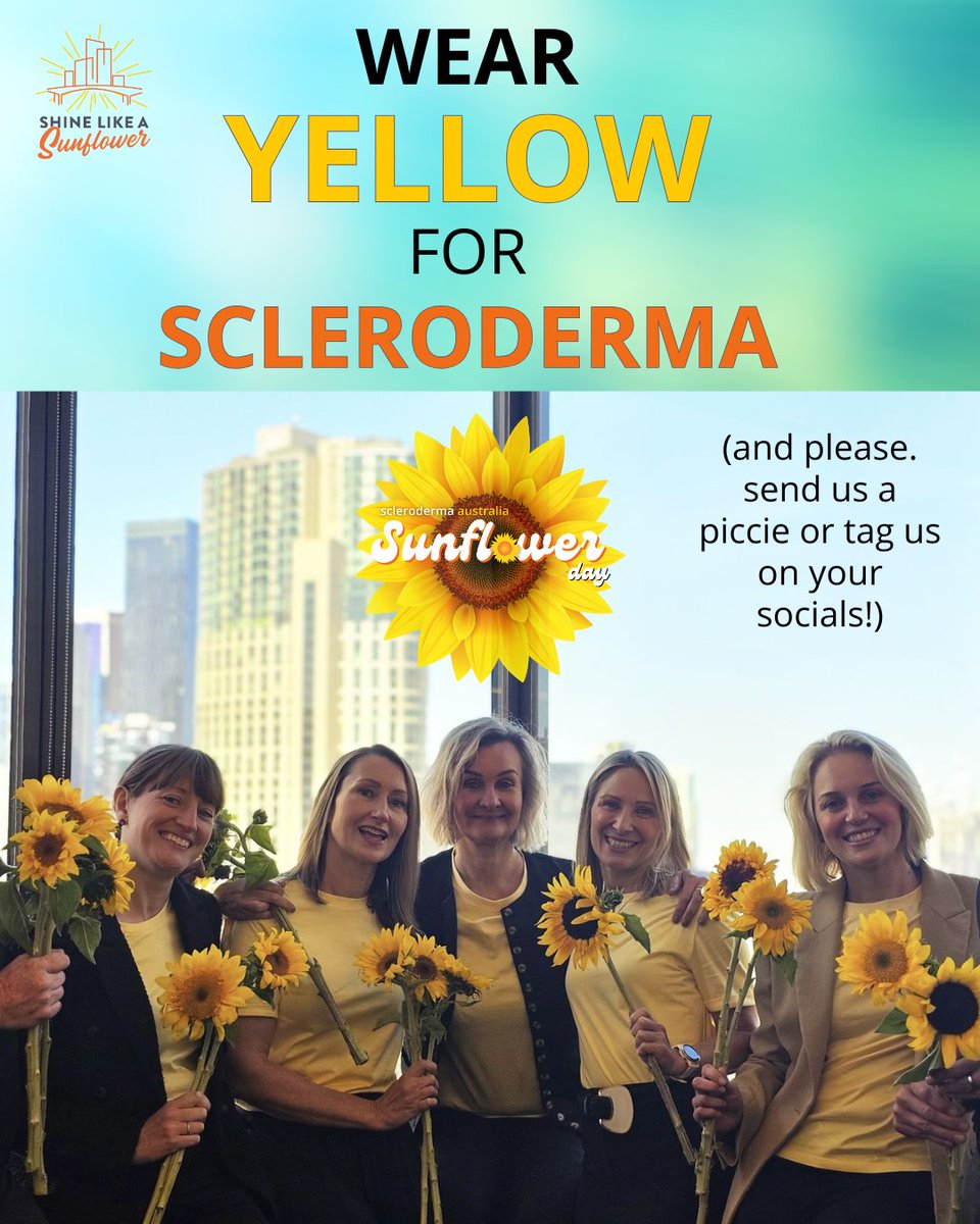 Wear Yellow for #SunflowerDay2025!

On March 6th, put on your brightest yellow to show support for those living with #scleroderma! Snap a photo, share it on social media and tag us—we’d love to see how you’re lighting up the day! 
➡️sclerodermaaustralia.com.au/sunflower-day-…

📸Certa Therapeutics