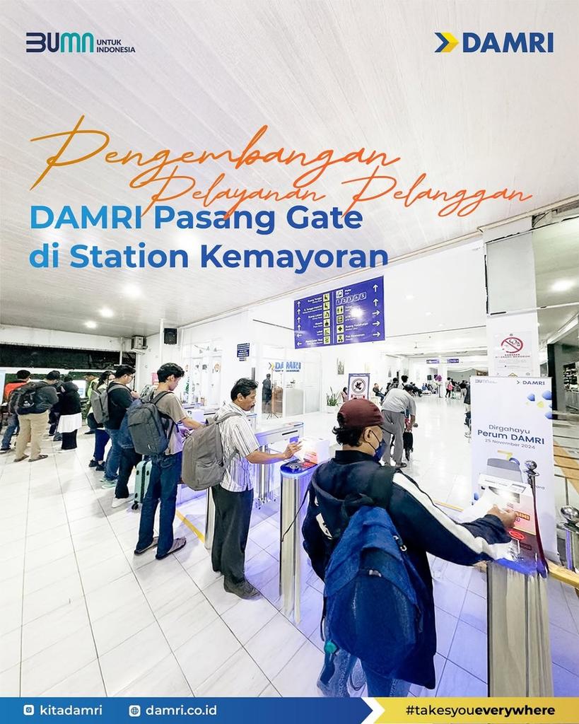 SmrTjsl's tweet photo. Halo #SobatDAMRI 
DAMRI telah memasang Gate di Station DAMRI Kemayoran guna mendukung terciptanya suasana yang aman dan nyaman bagi para Pelanggan. 
#PelayananDAMRI #Kemayoran #Gate #AyoNaikDAMRI #DAMRI #DAMRITakesYouEverywhere https://t.co/z263kCHhdU