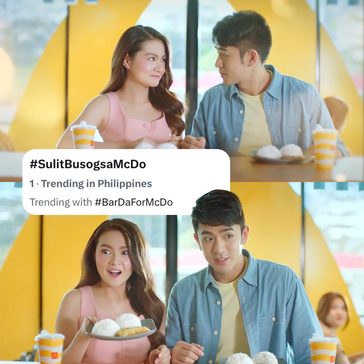 Sparkle_GMA's tweet image. ✨ BARDA IS TRENDING AT #1 ✨

Barbie Forteza and David Licauco's undeniable chemistry shines in their latest McDonald's campaign!

Watch their latest campaign now on McDonald's social media channels ▶️

#BarbieForteza #DavidLicauco