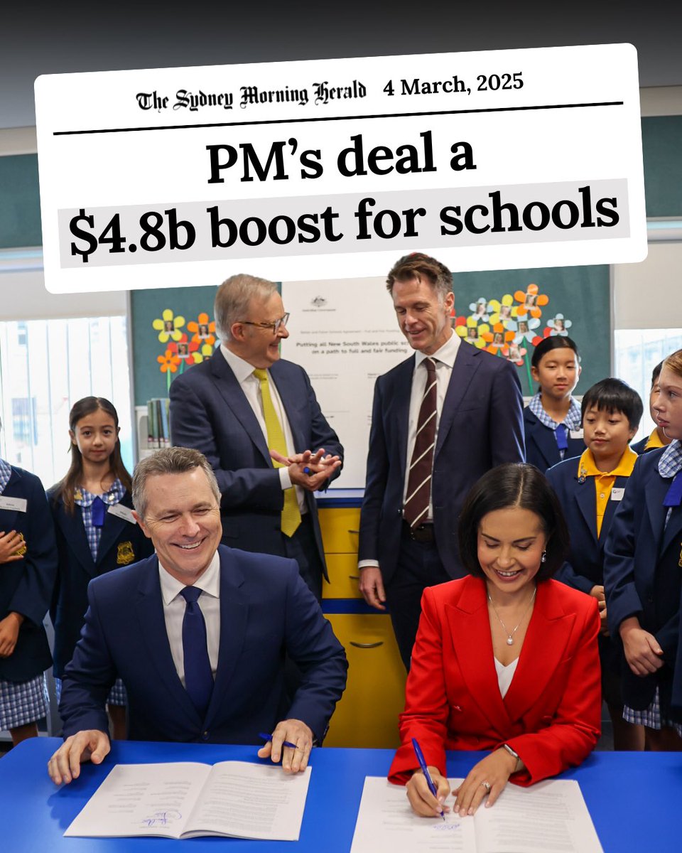 Jason Clare MP (@jasonclaremp) on Twitter photo JUST SIGNED: We’re making the biggest new investment in NSW public schools by the Australian Government ever. 
This is a $4.8B deal to fix the funding of NSW public schools and invest in real practical reform that helps children get the best start in life. 
It’s what every JUST SIGNED: We’re making the biggest new investment in NSW public schools by the Australian Government ever. 
This is a $4.8B deal to fix the funding of NSW public schools and invest in real practical reform that helps children get the best start in life. 
It’s what every