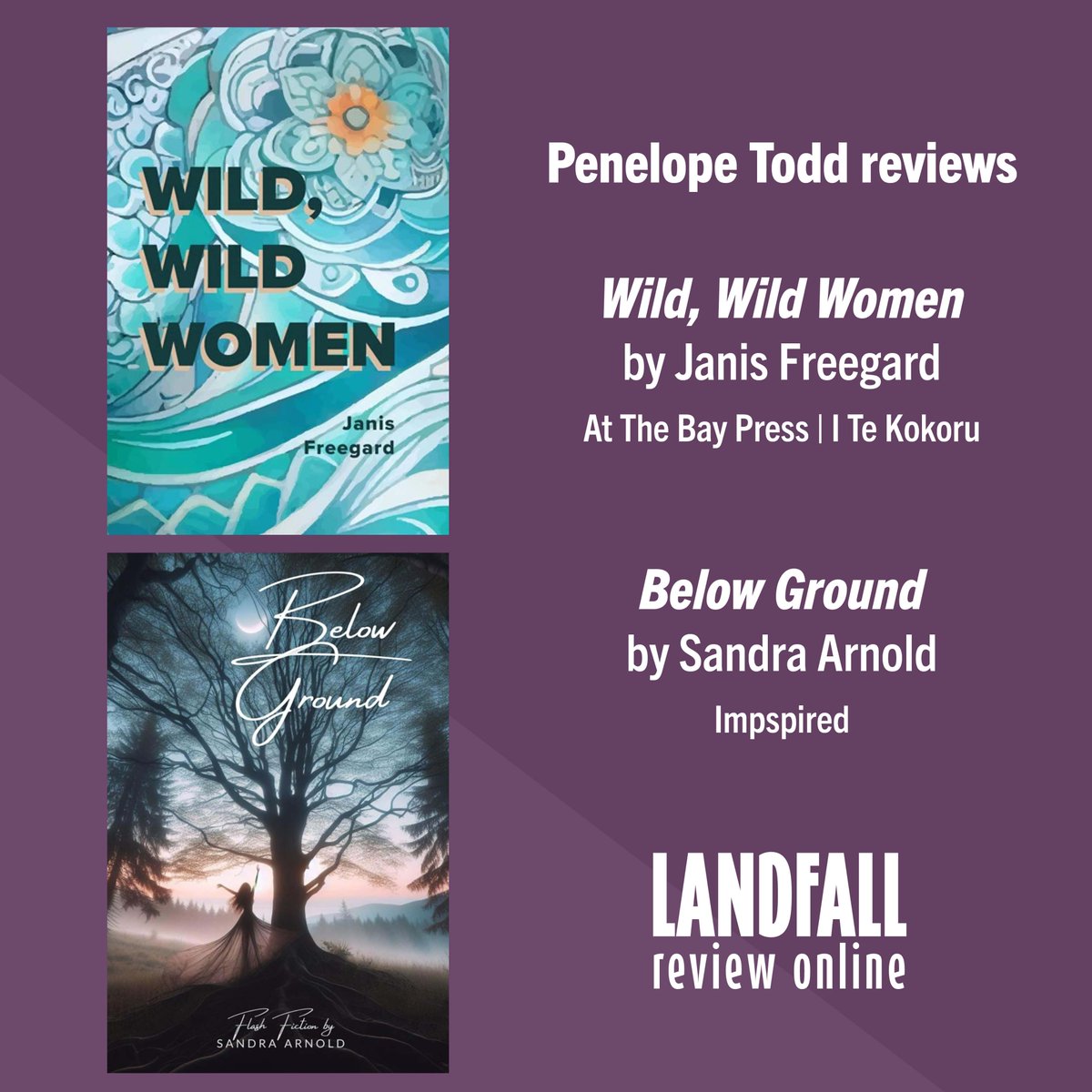 LandfallNZ's tweet photo. LRO March 2025 Reviews 🌟

Penelope Todd reviews: Wild, Wild Women by Janis Freegard (At the Bay| I Te Kokoru) and Below Ground by Sandra Arnold (Impspired Press)

https://t.co/XDZNxEVJU0 https://t.co/ySDLrm3Ca5