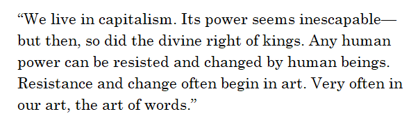 Ursula le Guin on resistance through art