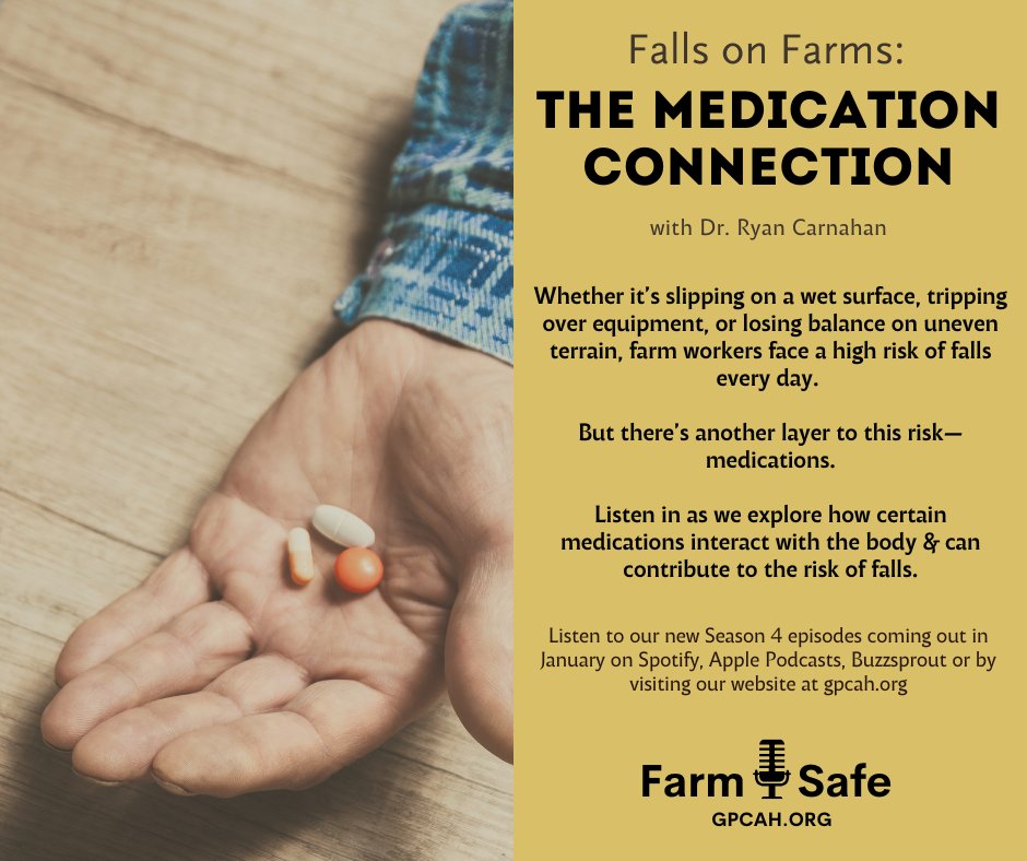 Iowa GEC (@iowagec) on Twitter photo In this <a href="/GPCAH/">Great Plains Center</a> podcast, Dr. Ryan Carnahan delves into the issue of medication-related falls among farmers, highlighting the risks that medications pose when mixed with the physically demanding nature of farming.
gpcah.public-health.uiowa.edu/falls-on-farms/
#medicationMGMT #falls #fallprevention In this <a href="/GPCAH/">Great Plains Center</a> podcast, Dr. Ryan Carnahan delves into the issue of medication-related falls among farmers, highlighting the risks that medications pose when mixed with the physically demanding nature of farming.
gpcah.public-health.uiowa.edu/falls-on-farms/
#medicationMGMT #falls #fallprevention