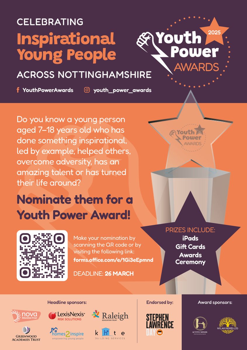 📢 Know a young person aged 7-18 who deserves to be celebrated?
Nominate them now! 👇🏾
🔗 forms.office.com/e/1Gi3eEpmnd

This initiative honours Stephen’s legacy by spotlighting the next generation of changemakers.

🗓 Deadline: 26th March at 12:00 PM

#SLD25 #YouthPowerAwards