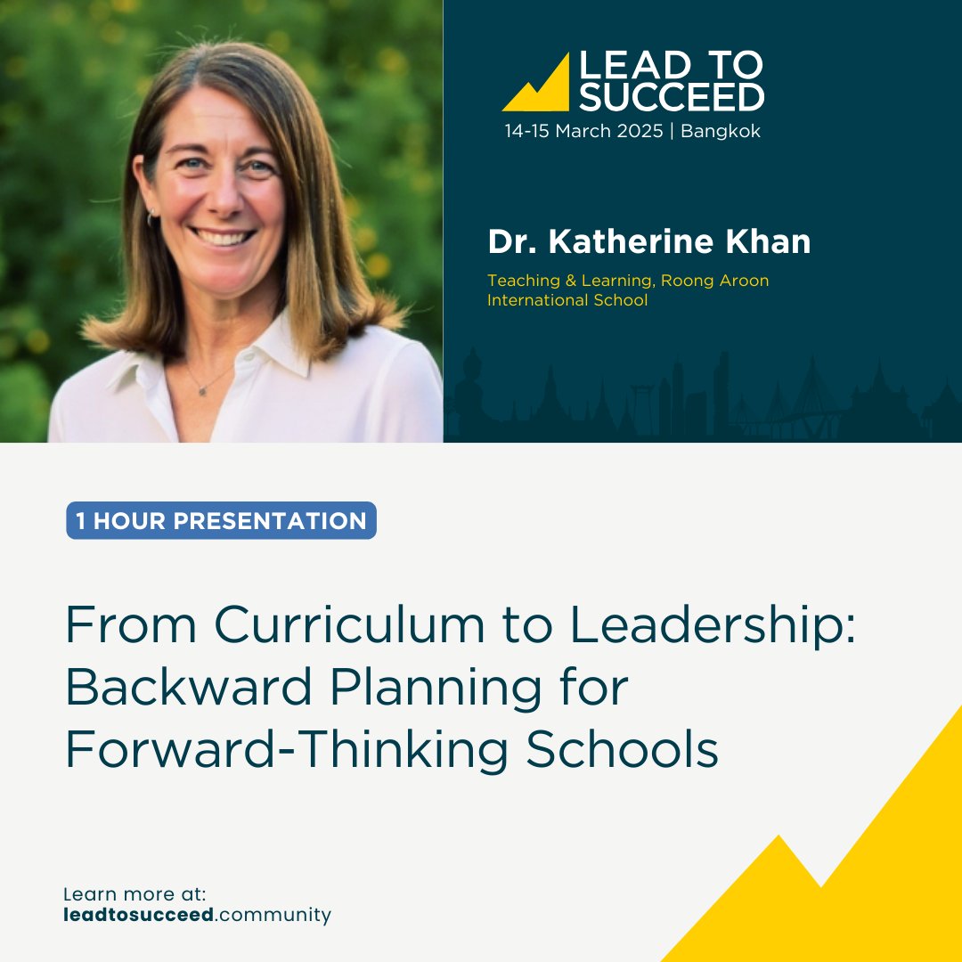 21cli's tweet image. Coming to #LeadToSucceedSummit 2025? Hear from Dr. Katherine Khan "From Curriculum to Leadership: Backward Planning for Forward-Thinking Schools" zurl.co/YE0dv #L2SS25 #21CL #Leaders #AspiringLeaders #InternationalSchool #Education #CurriculumLeadership…