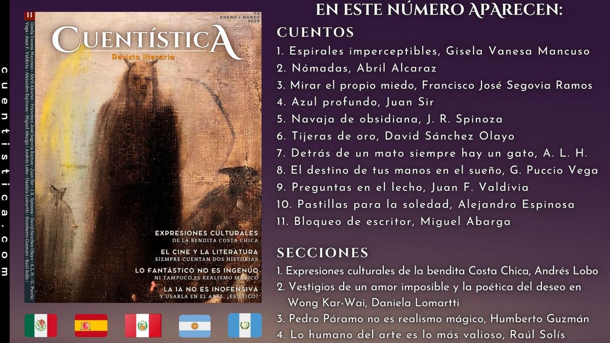 Recuerda que puedes leer el número de forma gratuita en mi página web:
cuentistica.com/revista/numero…

#literatura #escritores #arte #ChampionsLeague #cervezaoficial #Oscars