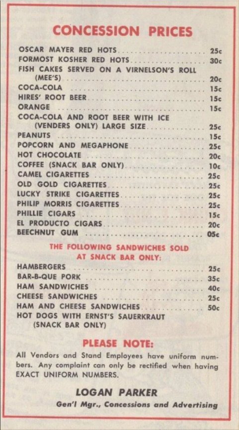 PykeA's tweet image. same energy as the 1950 Phillies home game concession menu