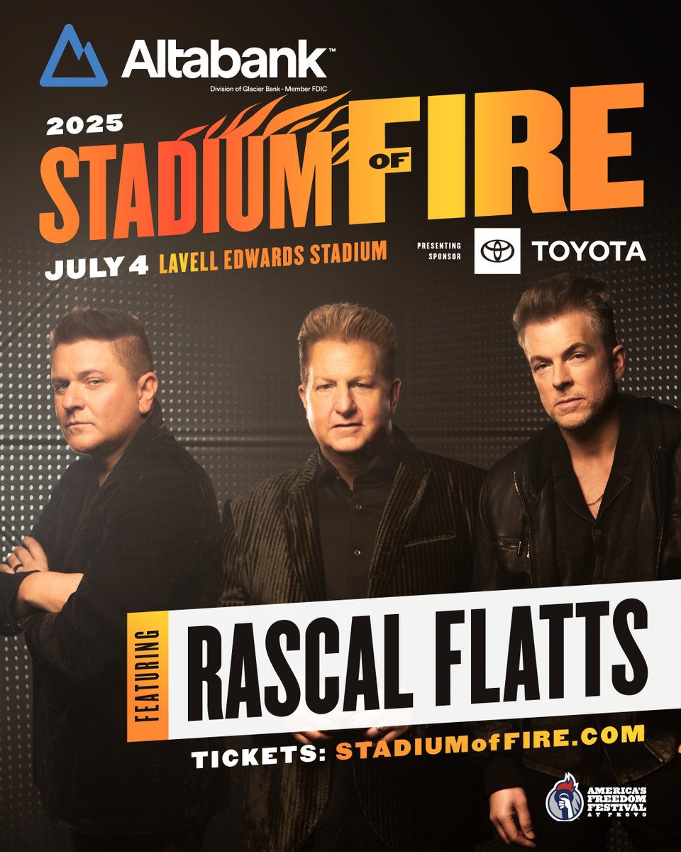 We’re thrilled to announce iconic country music band <a href="/rascalflatts/">Rascal Flatts</a> will bring their reunion tour to the Altabank #StadiumOfFire on July 4th! 

Early ticket sales begin this Friday for our email subscribers. Be sure to subscribe to reserve your seats early: shorturl.at/sWVFG