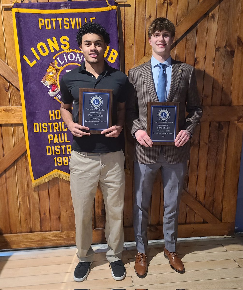 Coach Mason (@coachmason4) on Twitter photo The Pottsville Lions Club recognized the football MVPs from Nativity and Pottsville tonight. Congratulations to Noah Dolbin and Tsirell Curry for being selected as the winners. Two quality student athletes and young men. <a href="/NoahDolbin81/">Noah Dolbin</a> <a href="/TsiCurry20/">Tsirell Curry</a> <a href="/IamEliDoyle/">Elias Doyle</a> <a href="/Pubsportsboss/">Leroy Boyer</a> The Pottsville Lions Club recognized the football MVPs from Nativity and Pottsville tonight. Congratulations to Noah Dolbin and Tsirell Curry for being selected as the winners. Two quality student athletes and young men. <a href="/NoahDolbin81/">Noah Dolbin</a> <a href="/TsiCurry20/">Tsirell Curry</a> <a href="/IamEliDoyle/">Elias Doyle</a> <a href="/Pubsportsboss/">Leroy Boyer</a>