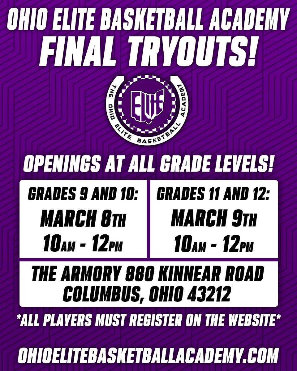 The FINAL OEBA tryouts are this weekend! Register now!

There are still openings at ALL grade levels (Travel and Regional)

Important Note: All players must register on the website. Arrive 15 minutes prior to the start time for Program Information.