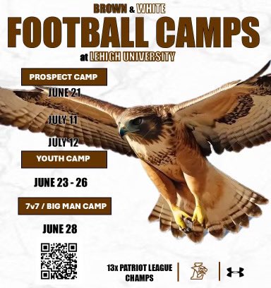 “I’m interested in your school”,
“Lehigh is my dream school” 
“I would love to be a part of the team” Are you signed up for camp? 🤔 Are you coming to visit? 👀 Don’t miss out on a chance to be seen and meet our staff fellas! #TheNest #GoLehigh