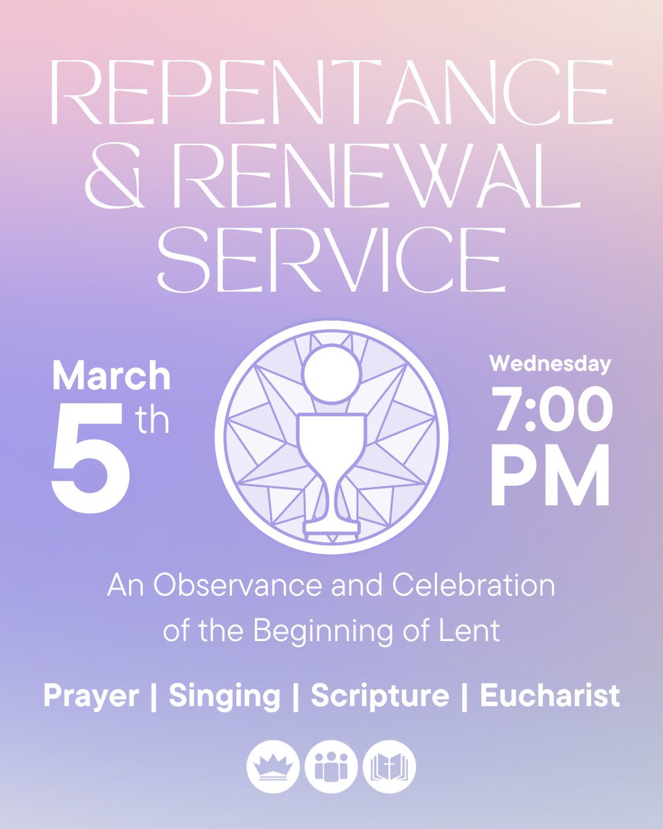 FirstWego's tweet image. 🌿 ENTER LENT 🌿

Join us for worship, prayer &amp;amp; communion as we begin the Lenten season. Rooted in the historic Ash Wednesday liturgy (without ashes), in a contemporary worshipful environment.

📅 March 5 | 7 PM
📍 FBC Westwego

Let’s step into Lent together!