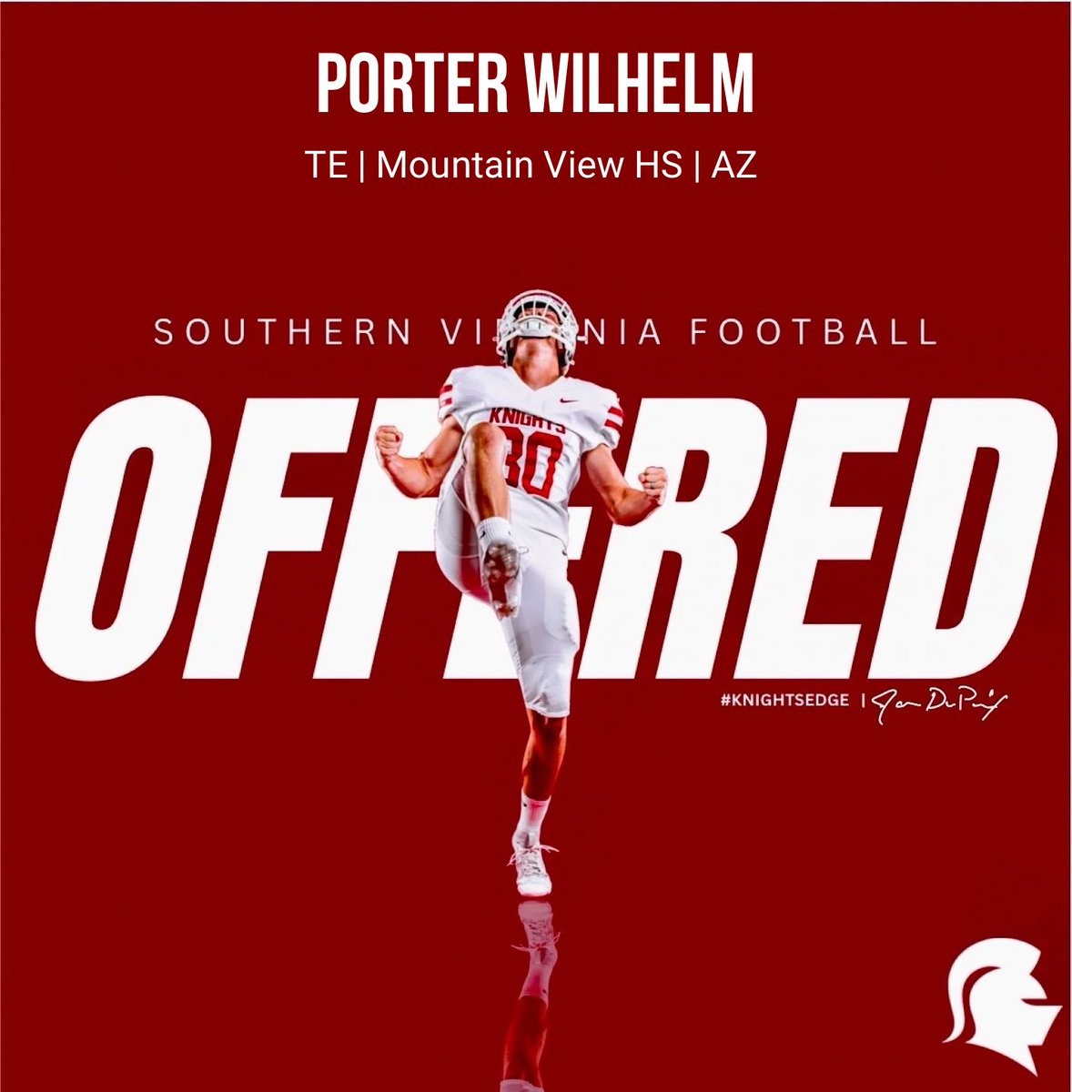 Porter Wilhelm (@porter_wilhelm) on Twitter photo After a great conversation with <a href="/Coach_EhornJr/">Chris Ehorn Jr</a> I am blessed to receive an offer from Southern Virginia University
<a href="/knight_ftbl/">SVU Knights Football</a> <a href="/CoachJoeDuPaix/">Joe DuPaix</a> <a href="/MVToro_Football/">Toro Nation</a> <a href="/litten_andy/">Andy Litten</a> After a great conversation with <a href="/Coach_EhornJr/">Chris Ehorn Jr</a> I am blessed to receive an offer from Southern Virginia University
<a href="/knight_ftbl/">SVU Knights Football</a> <a href="/CoachJoeDuPaix/">Joe DuPaix</a> <a href="/MVToro_Football/">Toro Nation</a> <a href="/litten_andy/">Andy Litten</a>