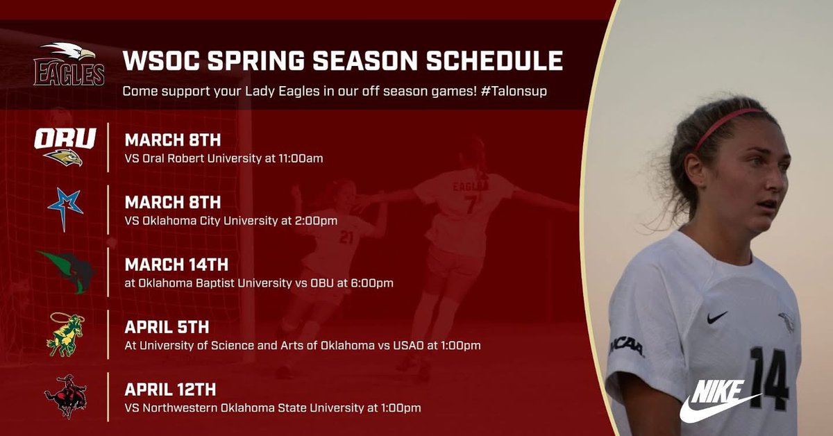 2025 Spring Schedule 
<a href="/OCWsoc_Eagles/">OC Women's Soccer</a> 
#TalonsUp