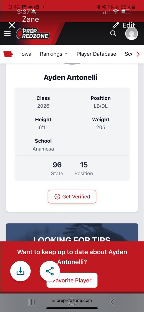 Got word from <a href="/MaxPreps/">MaxPreps</a> that I am a prospect that is 15th in the state of Iowa all divisions for LB/DL. And ranked 96 overall for all postions in whole state of Iowa/3.79 GPA. Call/text me 319-975-0786!!💪