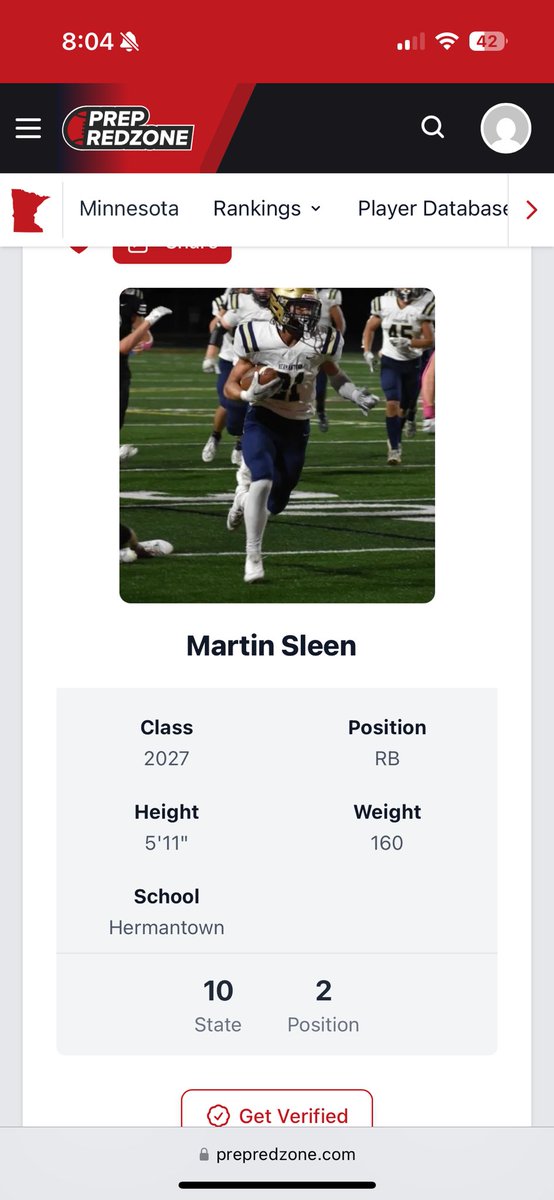 Blessed to be ranked #2 rb and 10th in state! Thank you <a href="/OJW_Scouting/">PrepRedzone Oliver</a> <a href="/PrepRedzoneMN/">Prep Redzone Minnesota</a>