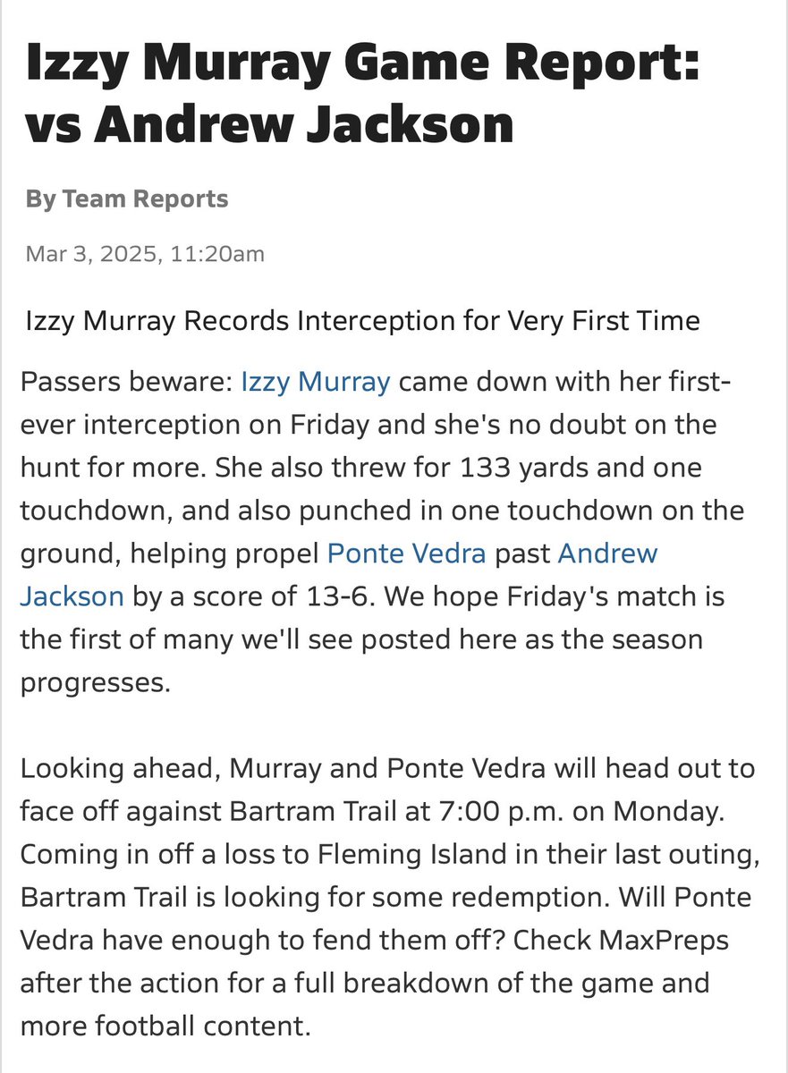 Izzy Murray (@izzymurray03) on Twitter photo Win over Andrew Jackson Win over Andrew Jackson
