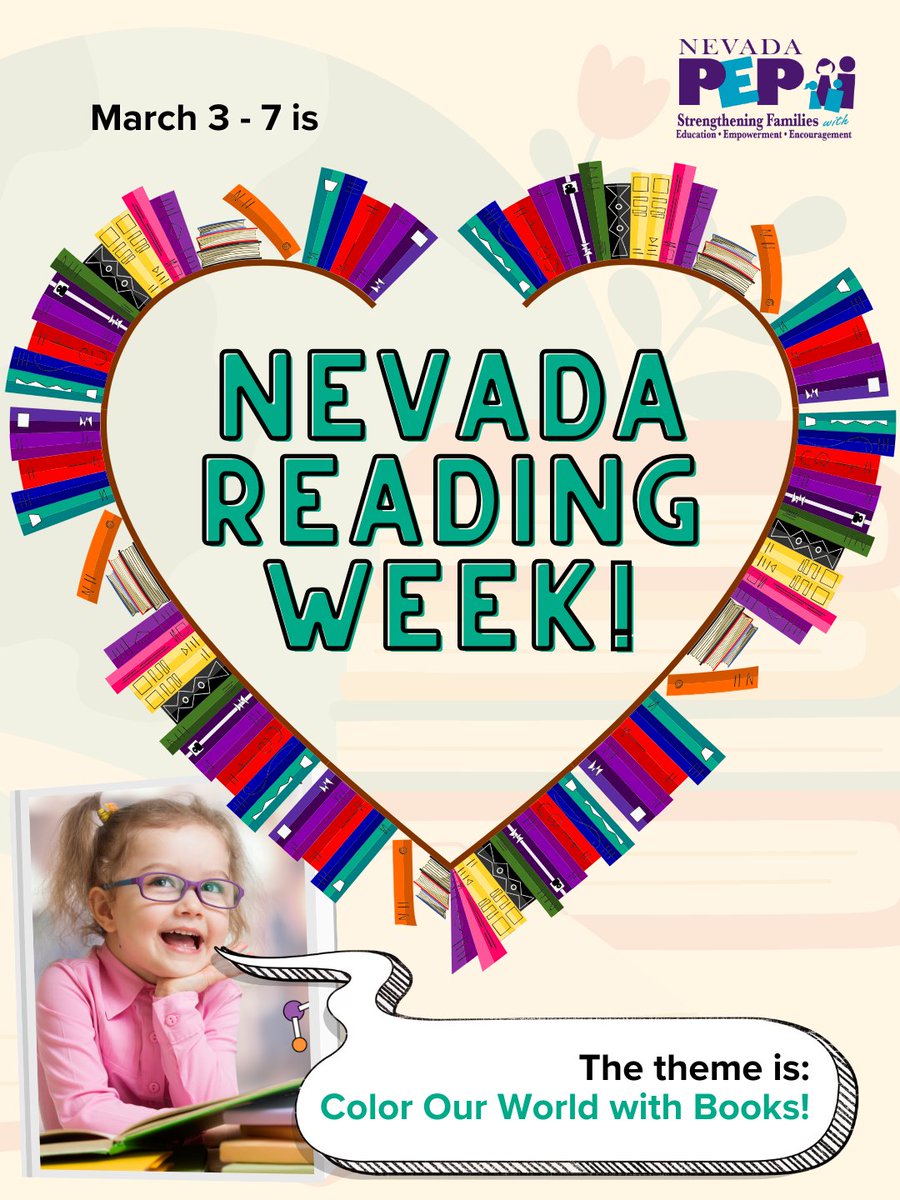 It's Nevada Reading Week with the theme "Color Our World with Books!" 📚✨ Reading &amp; literacy open doors to endless possibilities, sparking imagination &amp; lifelong learning. Celebrate the power of stories to brighten our world!

#NevadaReadingWeek #LiteracyMatters #NevadaReaders