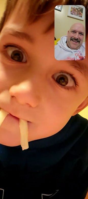 omgitsderek's tweet photo. FaceTime calls with Tanner are never boring 😂🥔🐻❄️ Fries or fangs? You decide!
#DadLife #Tanman #TB https://t.co/4wewVBNT9a
