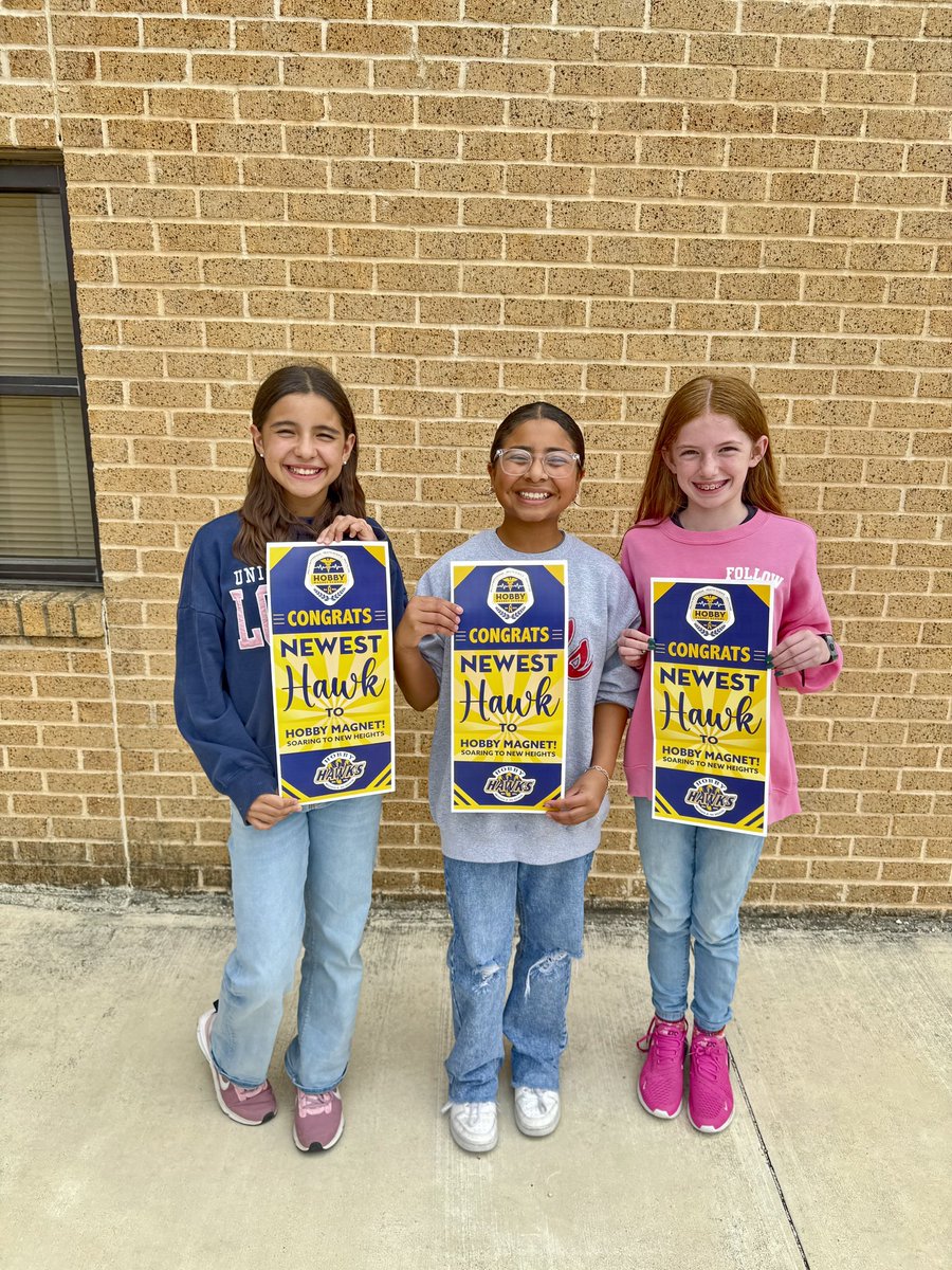 Congratulations to these 5th graders for being accepted into Hobby Middle Magnet School! Way to go! We can’t wait to hear about your successes! 🦅💜💛 <a href="/NISDHobby/">William P Hobby</a>