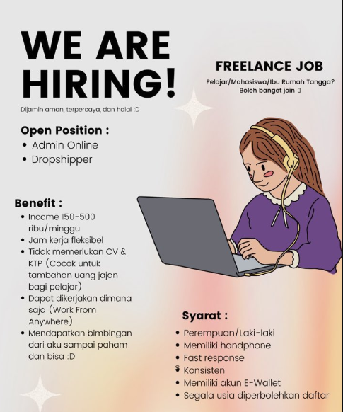 seosatu's tweet photo. Lowongan kerja WFH freelance untuk ibu rumah tangga, mahasiswa, pelajar Part-time posisi #adminOnline #dropshipper
We hire now!
-
Search + Apply job admin online, dropshipper : https://t.co/lO5DygN9Yd https://t.co/JYckePLLgG
