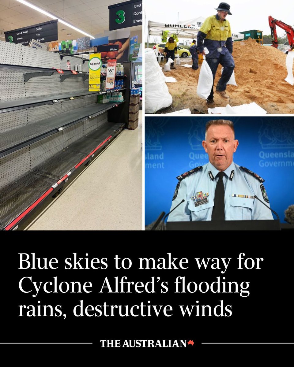 All beaches from the Sunshine Coast to Byron Bay have been closed and residents in those areas are lining up for hours to collect sandbags as the threat of Tropical Cyclone Alfred looms: bit.ly/3XmMxWI
