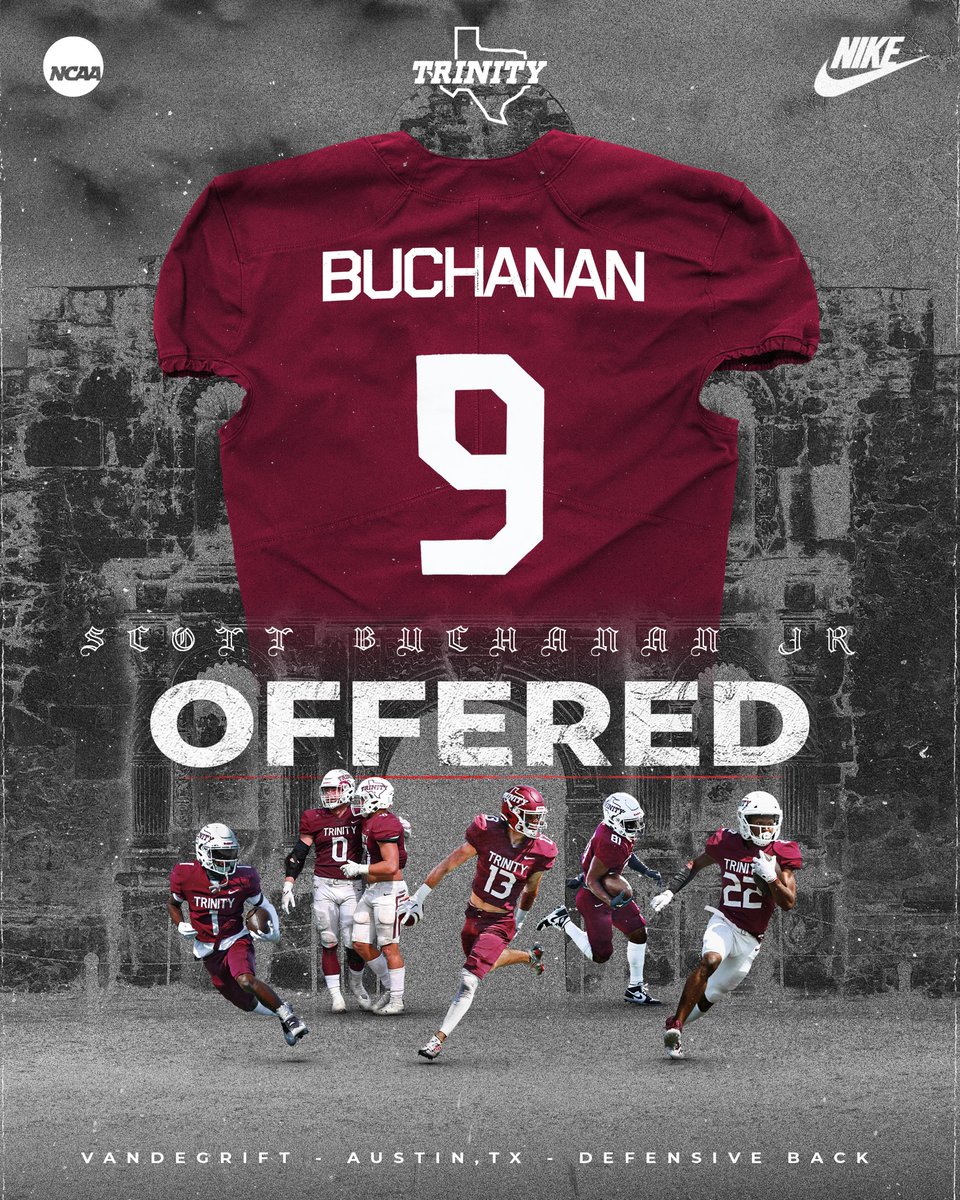 #AGTG After a great visit I’m truly blessed to have received an offer from Trinity University <a href="/CoachMichalak/">Coach Michalak</a> <a href="/RecruitVandyFB/">Vandegrift HS Football Recruiting 🐍</a> <a href="/VHSFootball/">Vandegrift Football</a>