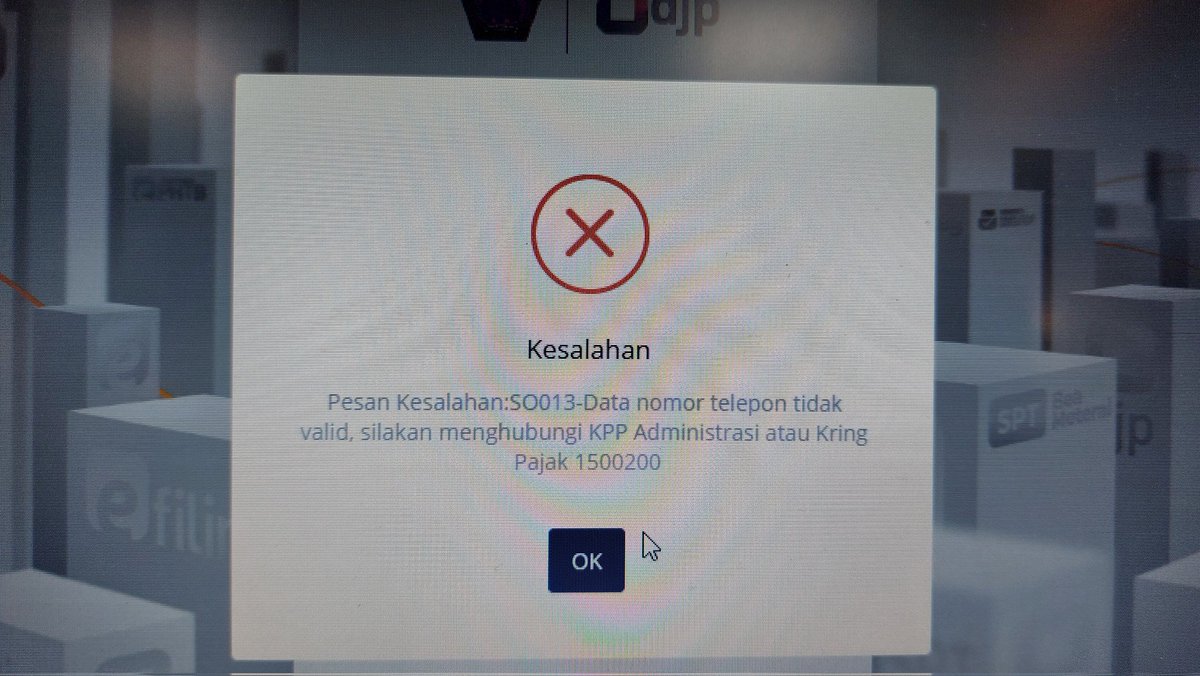 tobewat's tweet photo. @kring_pajak mohon bantuannya, saya tidak bisa login untuk lapor pajak, dikarenakan muncul notifikasi seberti gambar. https://t.co/wiVIrUAnxE