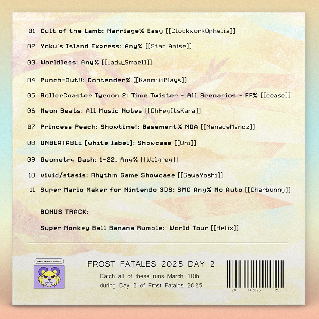 6 Days until #FrostFatales 2025!!!! 

Get ready to be transported to a distant land where the only thing that matters is music and going fast with Emulate: Recreate. (a.k.a. Day 2 of Frost)

<a href="/FrameFatales/">Frame Fatales</a>