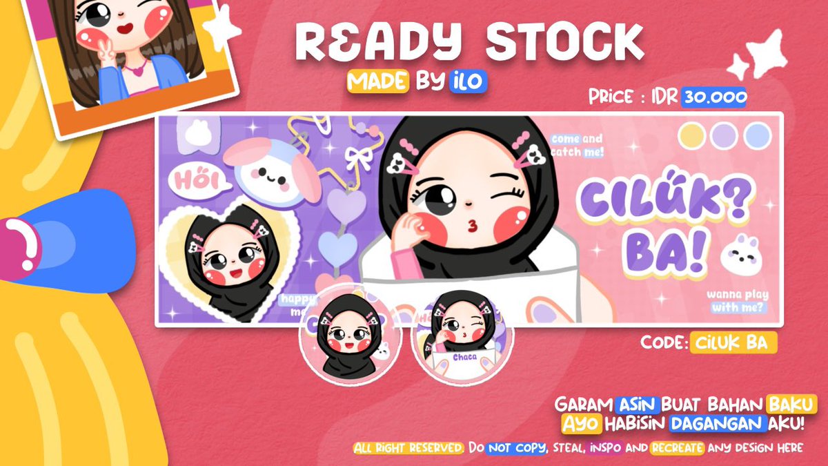 help repost?!

ilo hadir membawa 4 layout chibi ready stock yang bisa kamu jemput sekarang dengan harga tertera yah! free retext guys😋 yuk jajan leot gemoy enih ><

pssst. yang mau jajan bisa sung dm aku sambil sebutin kode layoutnya yah! (cek alt)

#zonauang #zonaba #zonajajan