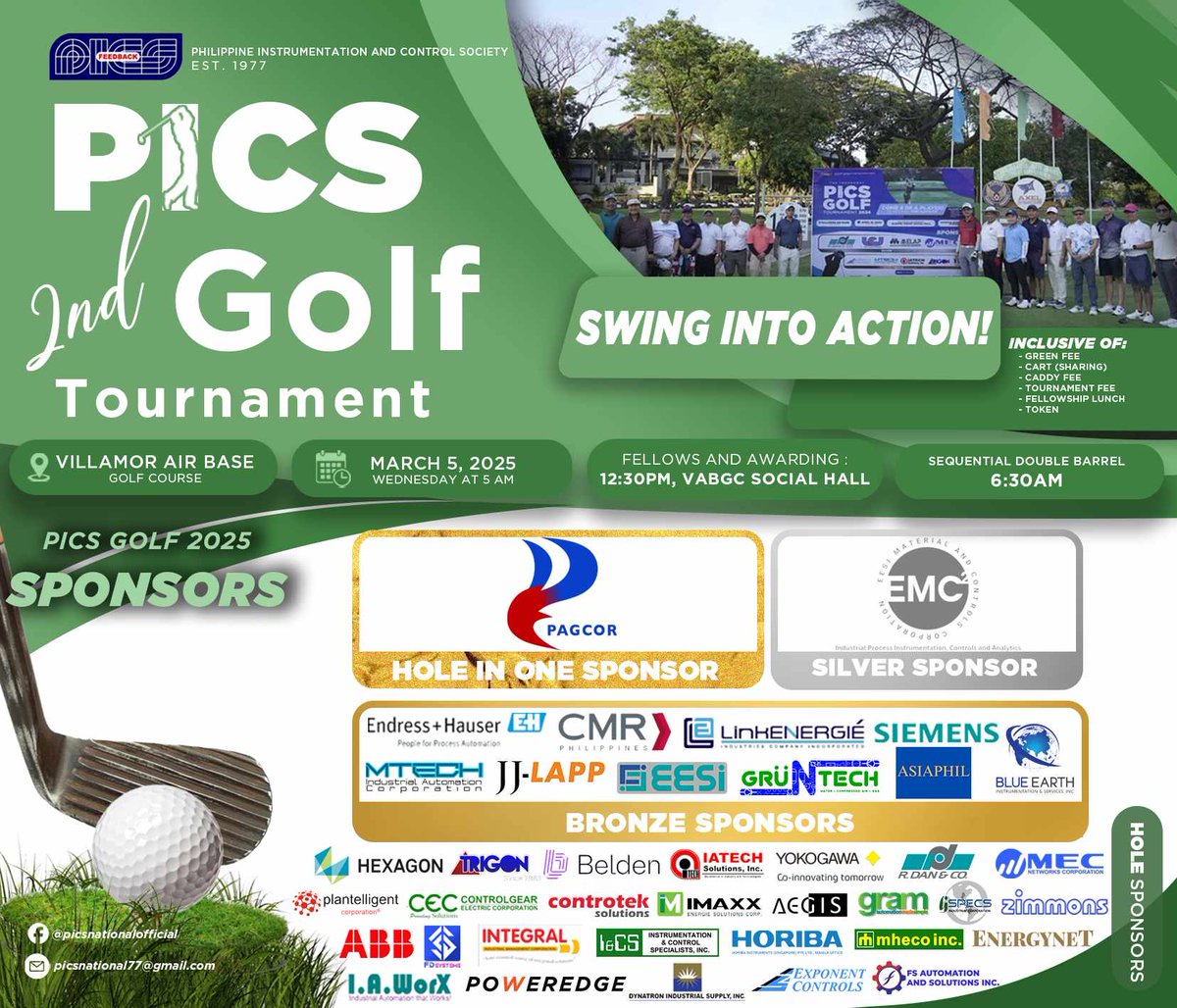EMCC_2012's tweet photo. The PICS 2nd Golf Tournament will occur tomorrow, March 5, 2025, at Villamore Airbase Golf Course. This event promises to be a day filled with excitement and camaraderie. 🤝🏌️‍♂️

Let's make this tournament a memorable one for everyone involved. See you on the greens! 🏌️‍♂️🏌️‍♀️ https://t.co/XZThThwGpD