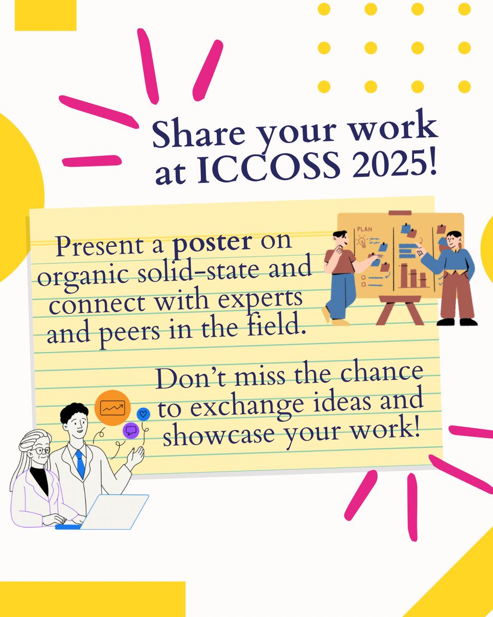 ICCOSS 2025 (@iccoss2025) on Twitter photo Attention!🚨
Early registration ends March 15th—LAST chance for a discount!🤩
Join ICCOSS 2025 and present a poster on organic solid-state chemistry. Share your work and connect with experts!
📌 Register now (link in bio)
📩 For poster info, contact iccoss2025@iquimica.unam.mx Attention!🚨
Early registration ends March 15th—LAST chance for a discount!🤩
Join ICCOSS 2025 and present a poster on organic solid-state chemistry. Share your work and connect with experts!
📌 Register now (link in bio)
📩 For poster info, contact iccoss2025@iquimica.unam.mx