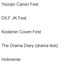 BTSBetaServices's tweet photo. Here's the list of fests/servers we are currently in collaboration with🥰 https://t.co/W2MZju7zsV
