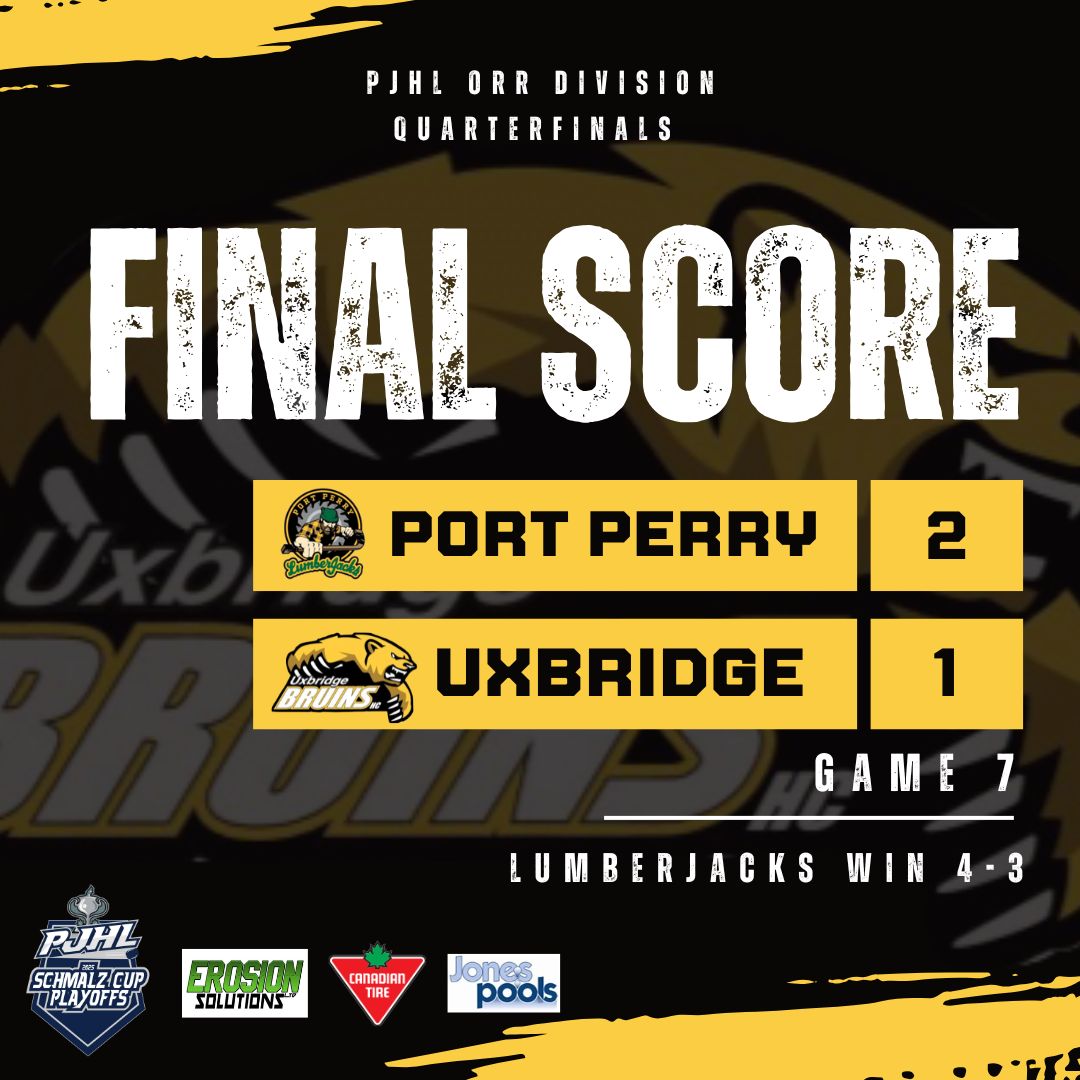 Not the ending to the season we were hoping for. But, we are grateful for the continued support all season long from the best fans in the PJHL.
Thank you to the <a href="/LumberJacksPJHL/">Port Perry Lumberjacks</a> for a tremendous series, and best of luck in the Orr Division semifinals.