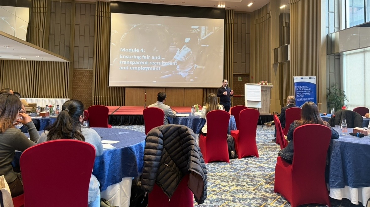 IOMnepal's tweet image. IOM Nepal, under #MBHRAsiaProgramme and #IRIS, held a 5-day ethical recruitment advanced capacity course workshop, equipping labour recruiters with practical knowledge &amp;amp; tools to promote &amp;amp; implement ethical recruitment practices within their management system.
#EthicalRecruitment