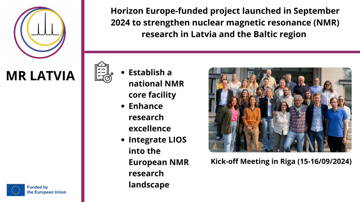 🚨 Excited to participate to the #MRLATVIA #EC widening project! It will establish a national #NMR core facility at LIOS (Latvian Institute of Organic Synthesis) in RIGA and boost research excellence in the Baltic Regions!

🔗 mrlatvia.osi.lv