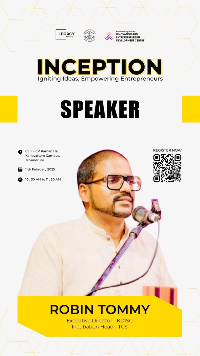 Delivered the keynote @ #INCEPTION by #KUBIIC &amp; Legacy IEDC UCEK, <a href="/KeralaUn/">Kerala University</a>  — on building a 🤝💡Social #Startup Ecosystem♻️ that innovates with purpose, empowering the #disabled &amp; #vulnerable through an ♿️#Inclusive #Tech #Revolution✊. Let’s build to uplift! 
<a href="/TCS/">Tata Consultancy Services</a>